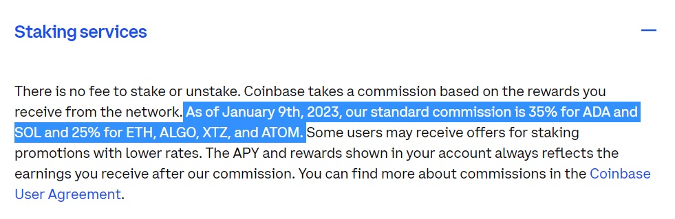 ATOM staking fees on Coinbase