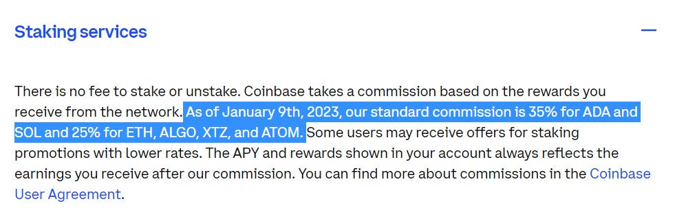 ATOM staking fees on Coinbase