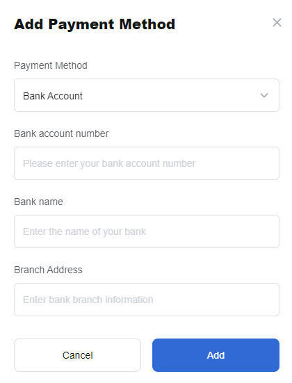 Add payment method on MEXC