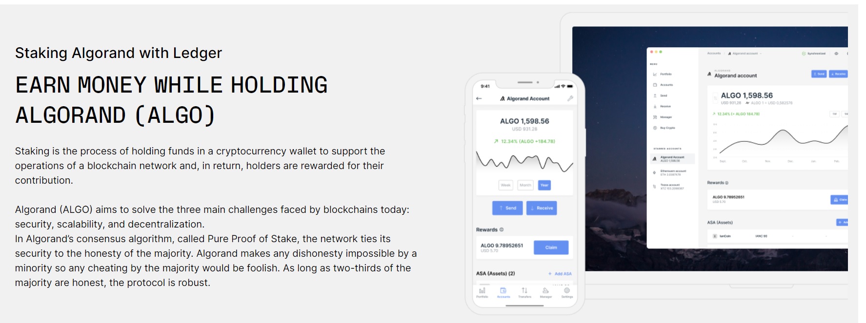 Algorand staking with Ledger hardware wallet