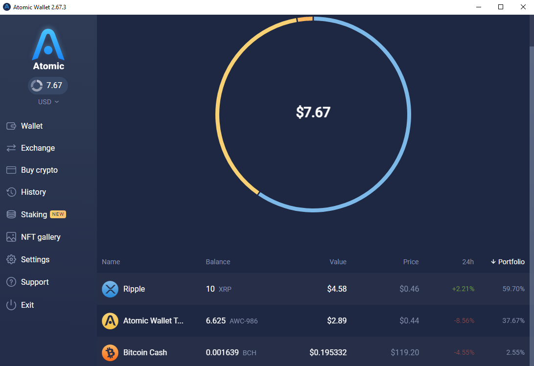 Atomic Wallet Portfolio