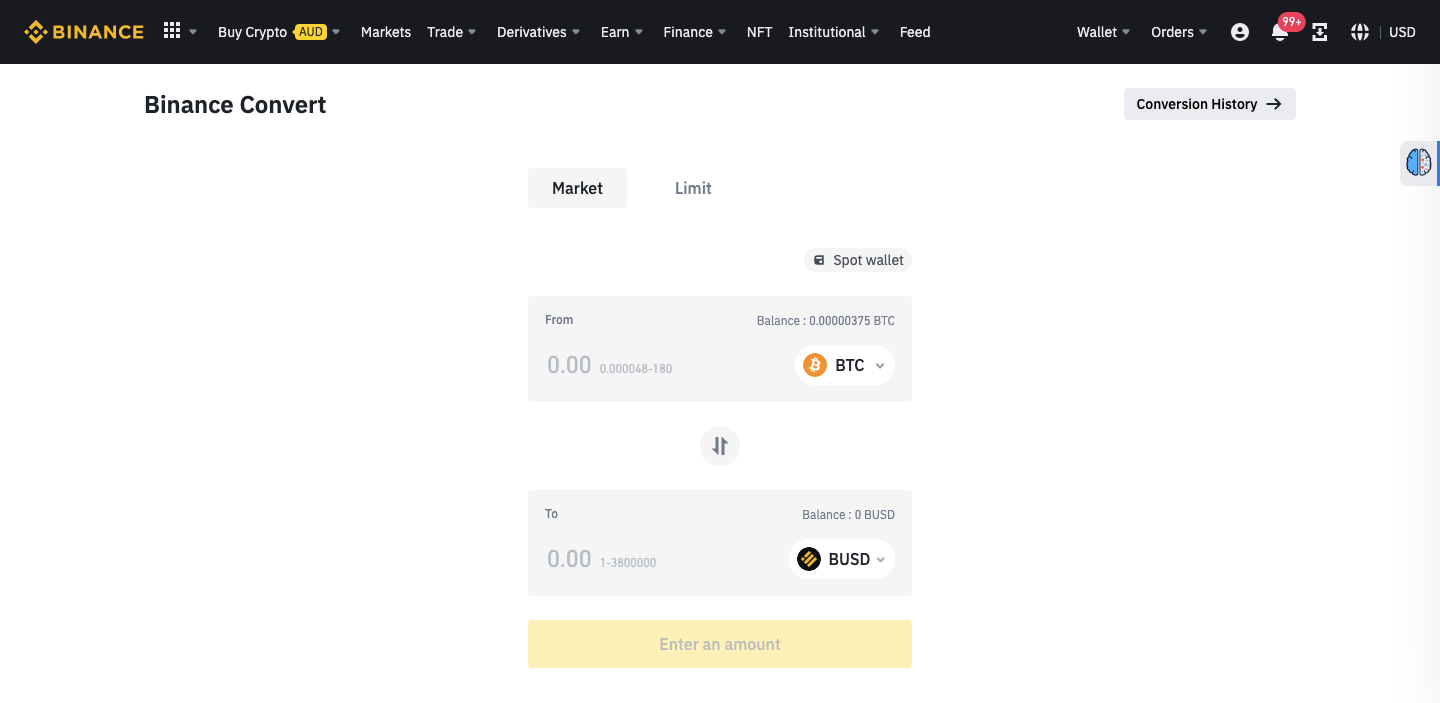 Binance Convert screenshot