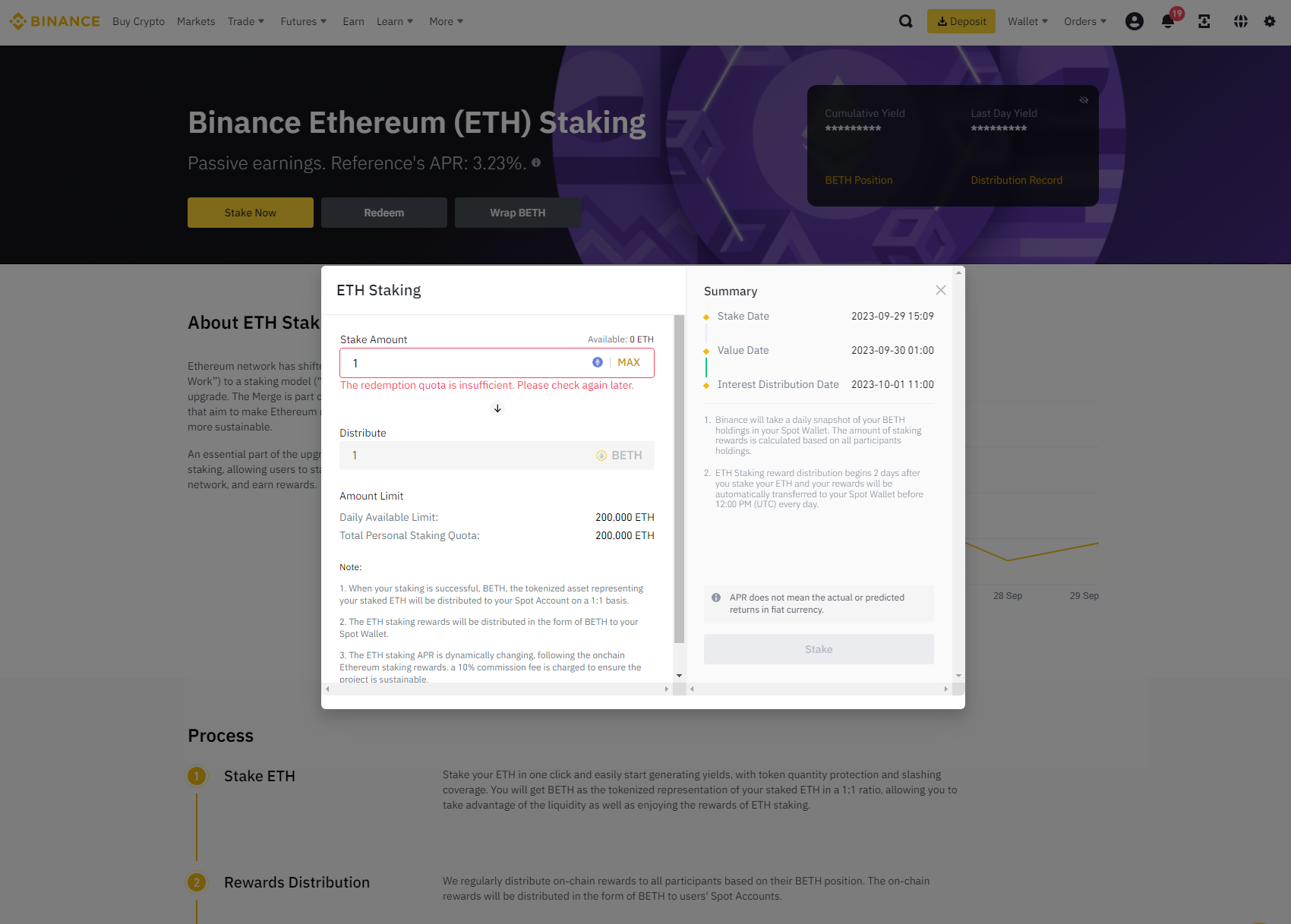 Binance ETH Staking