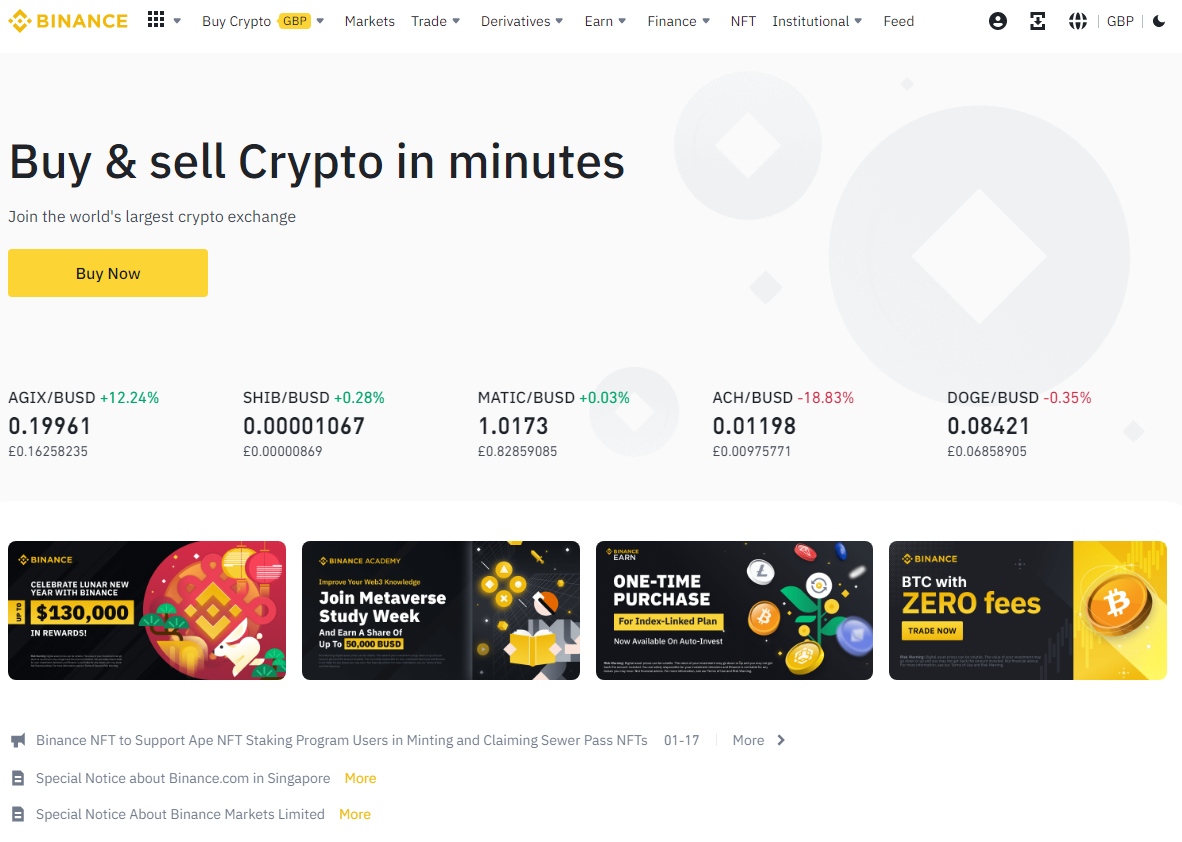 Binance Homepage