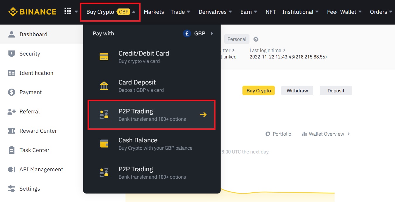 Binance P2P to buy Bitcoin