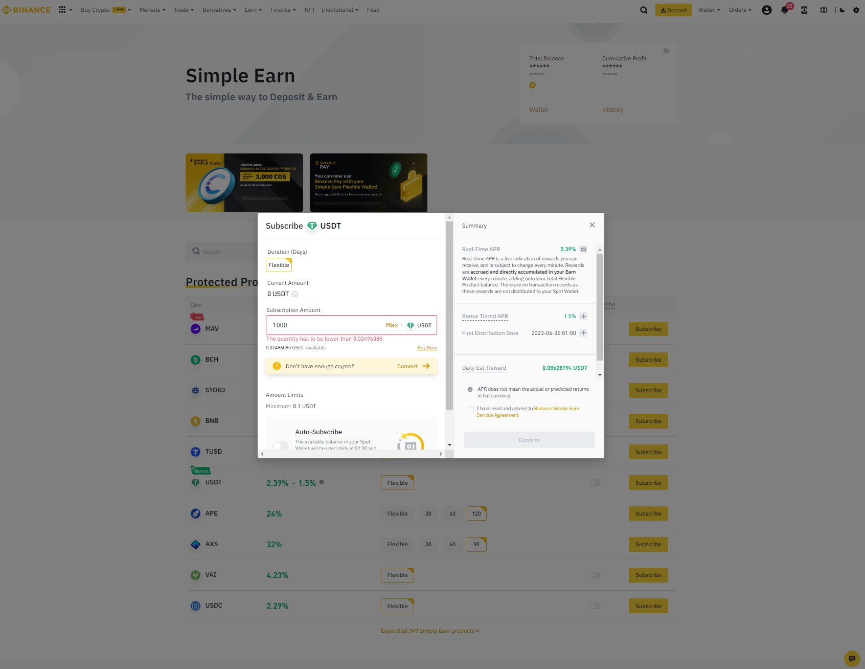 Binance Staking Details