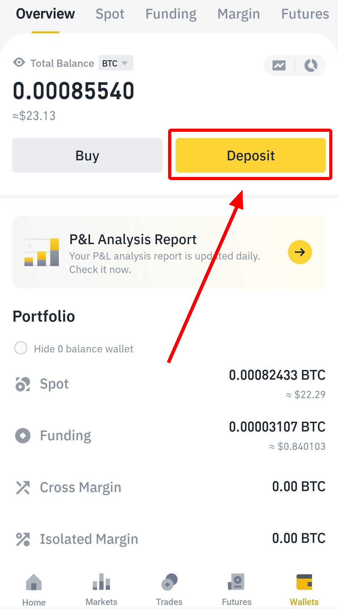 Binance app deposit button