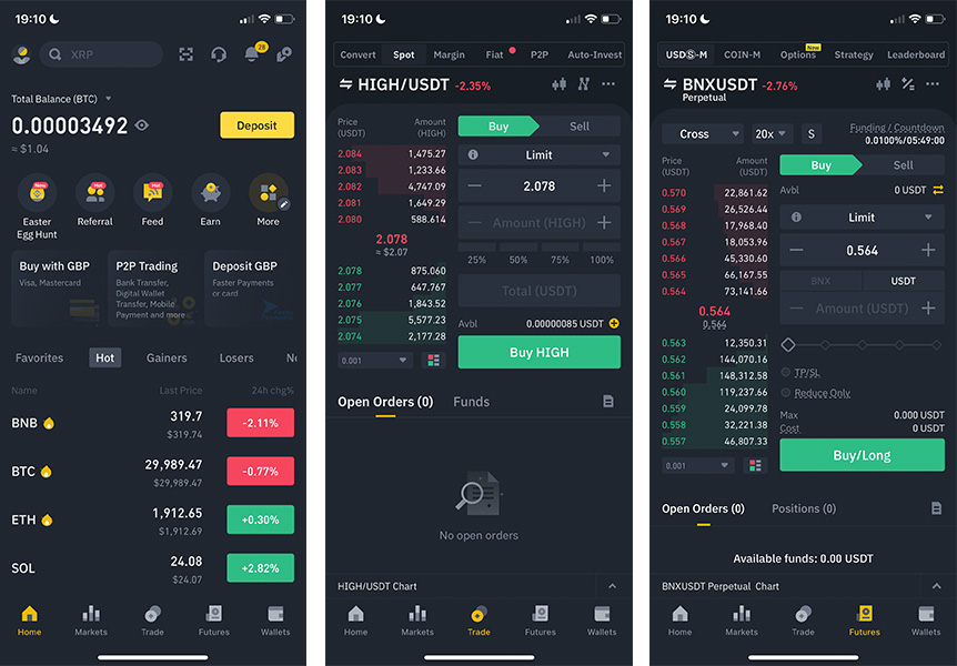 Binance app screenshots