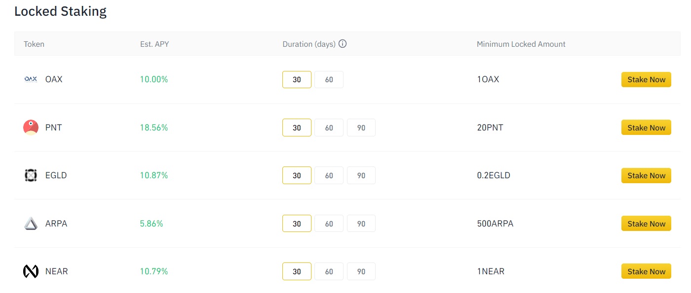 Binance locked staking