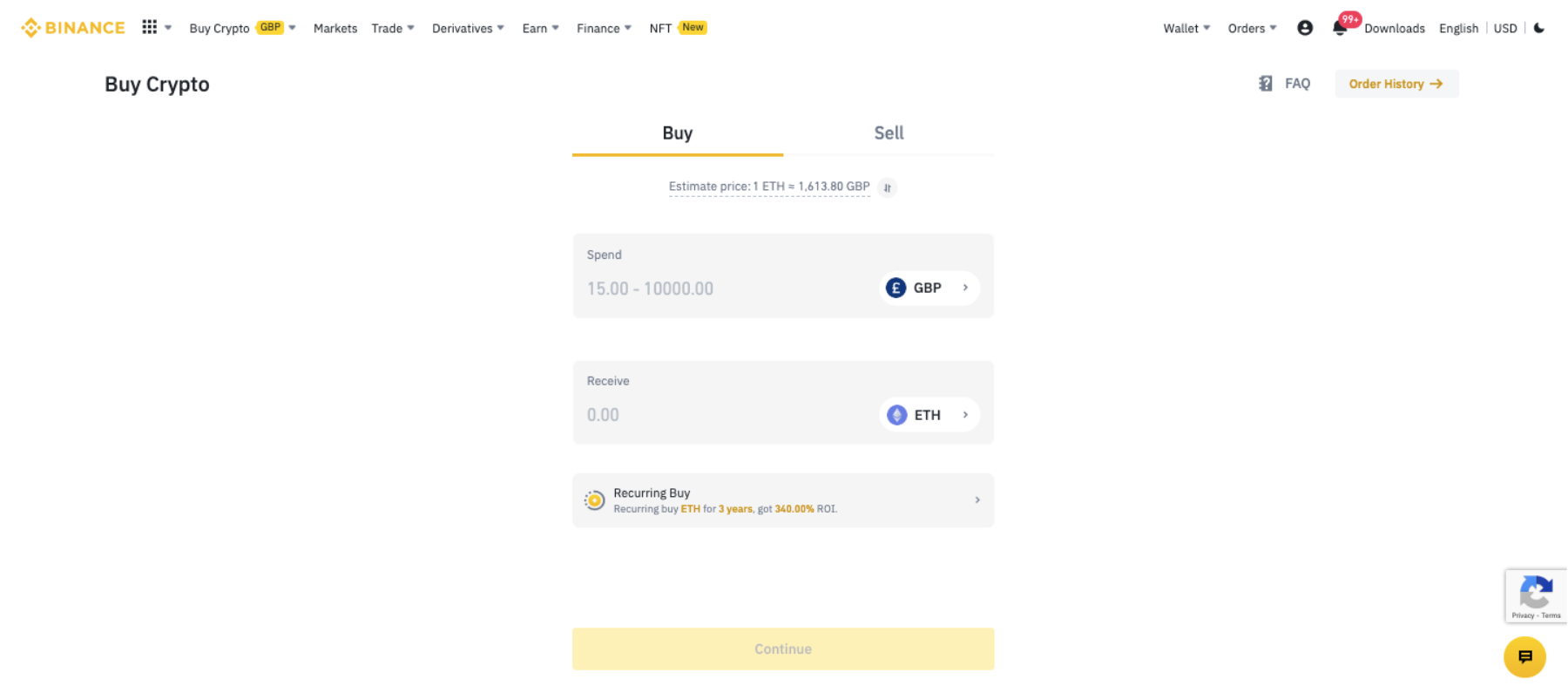 Buying altcoins with Binance exchange