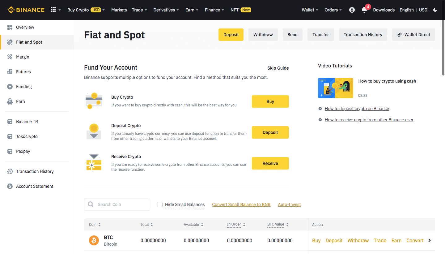 Binance fiat withdrawal page