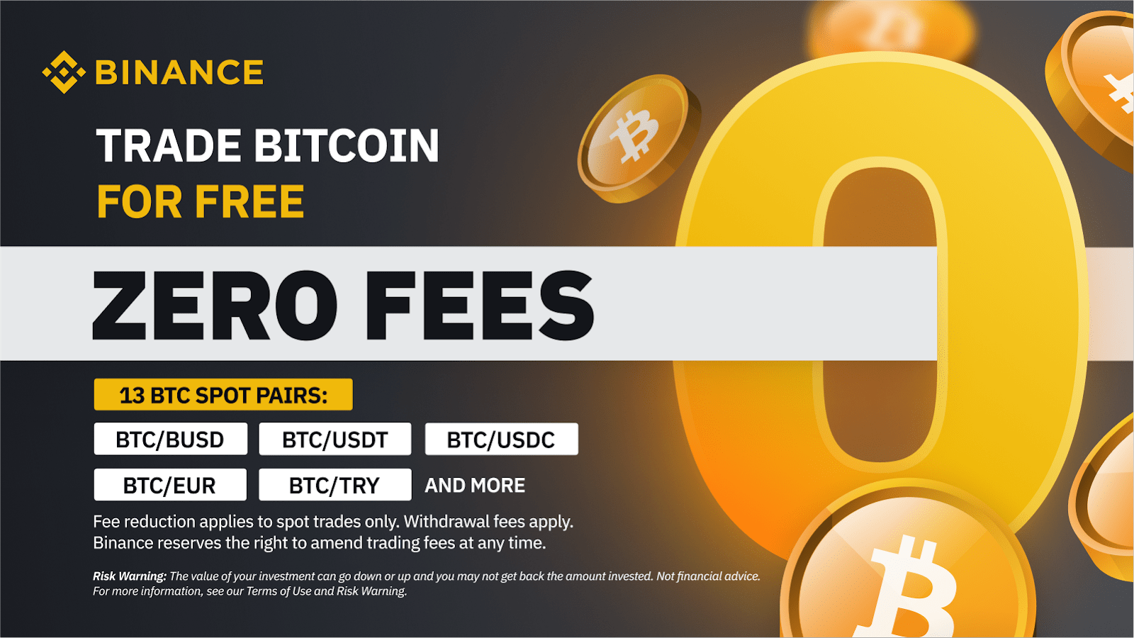 Sell Bitcoin with zero fees on Binance