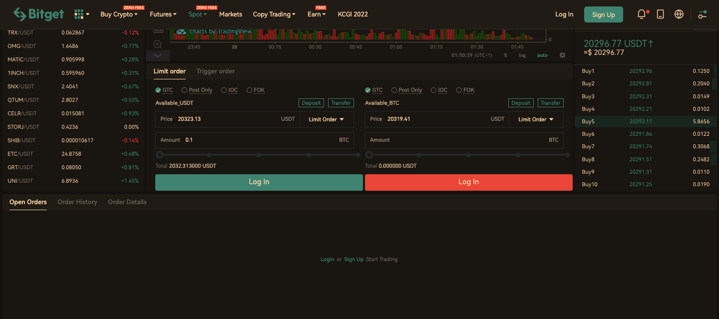 Bitget Placing Orders