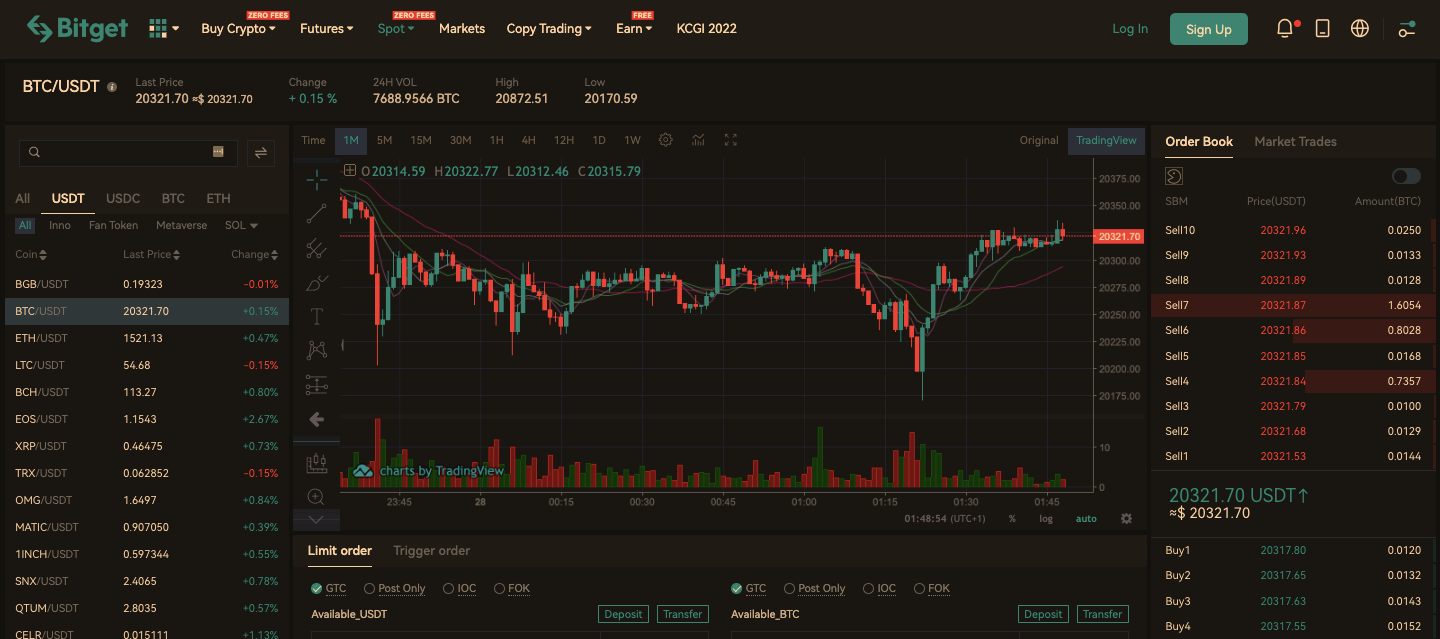 Bitget basic interface screenshot
