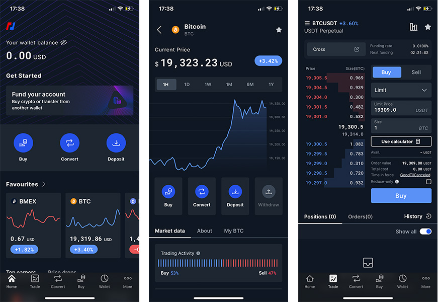 Bitmex mobile app screenshots