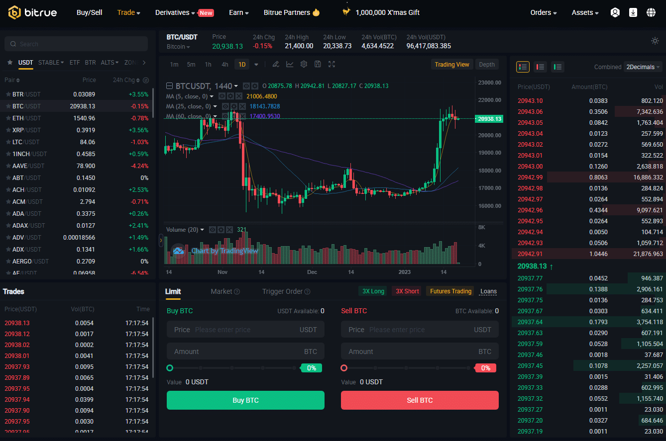 Bitrue Trading interface screenshot