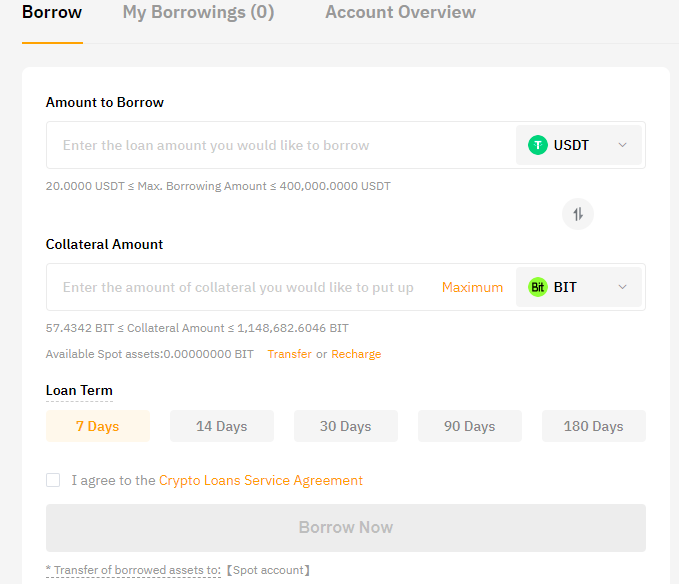 Borrow funds from ByBit margin account