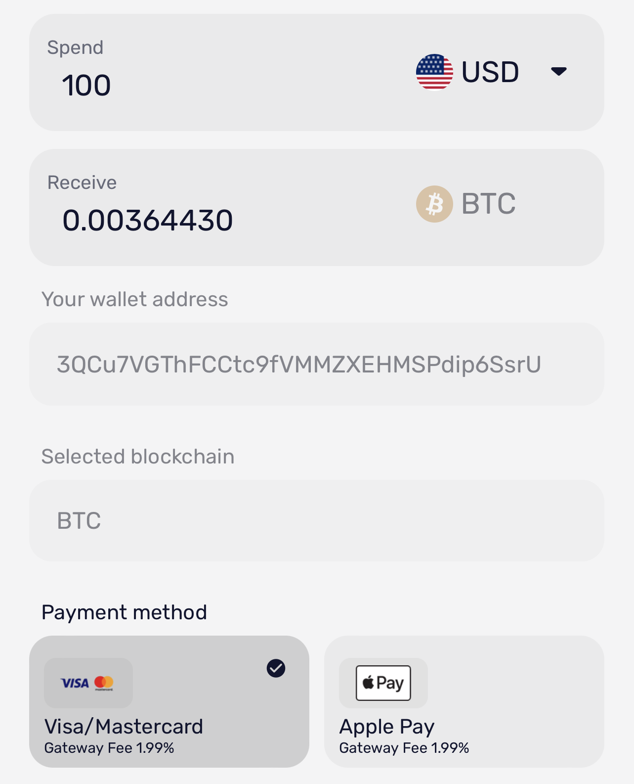 Buy BTC with USD Zengo