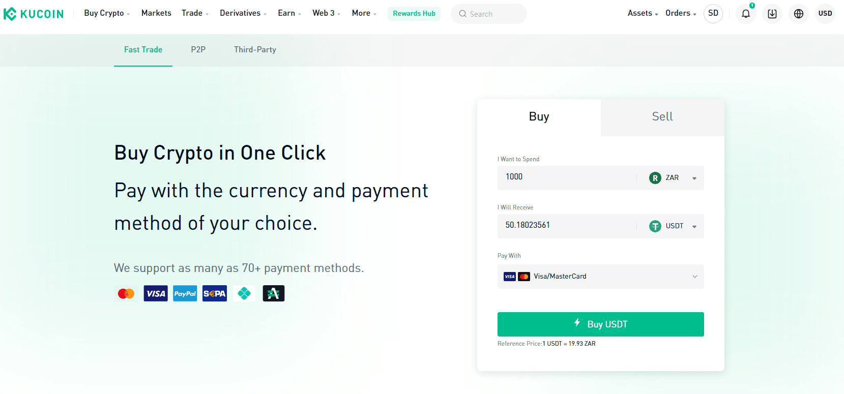 Buying Crypto with ZAR on KuCoin