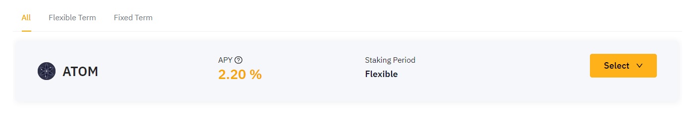 ByBit ATOM flexible staking APY