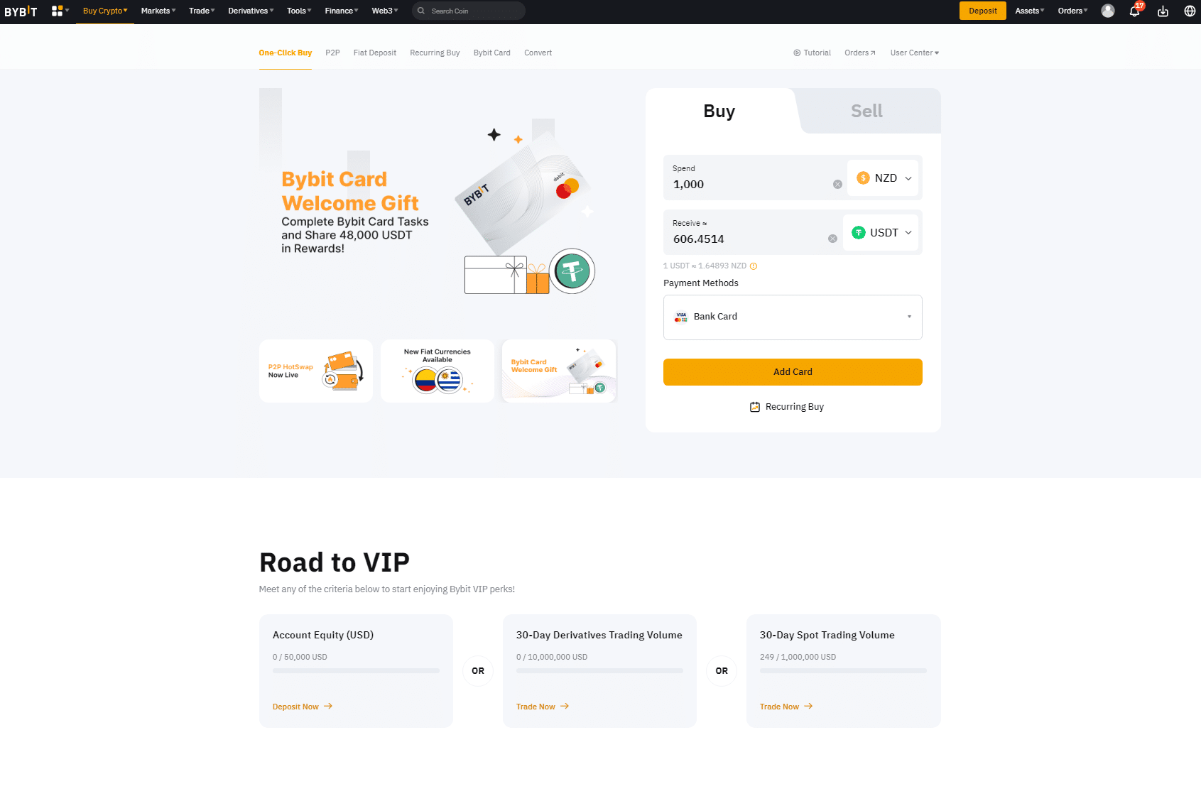Buying USDT with NZD on Bybit