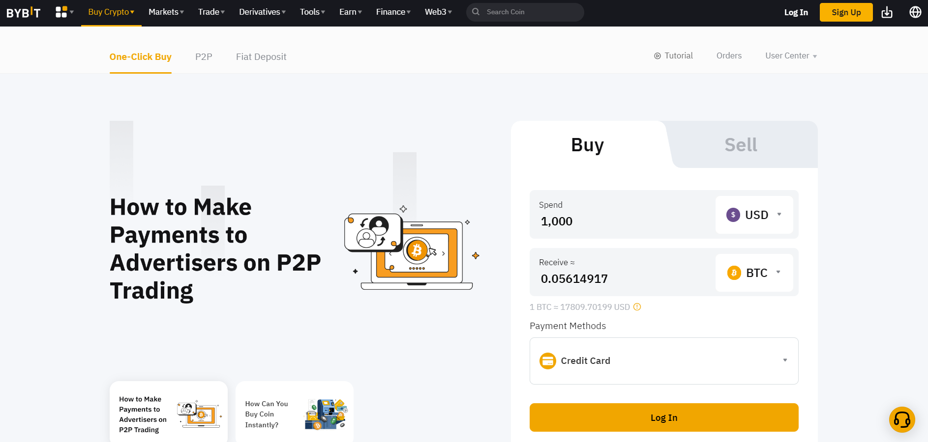 Bybit one-click buy screenshot