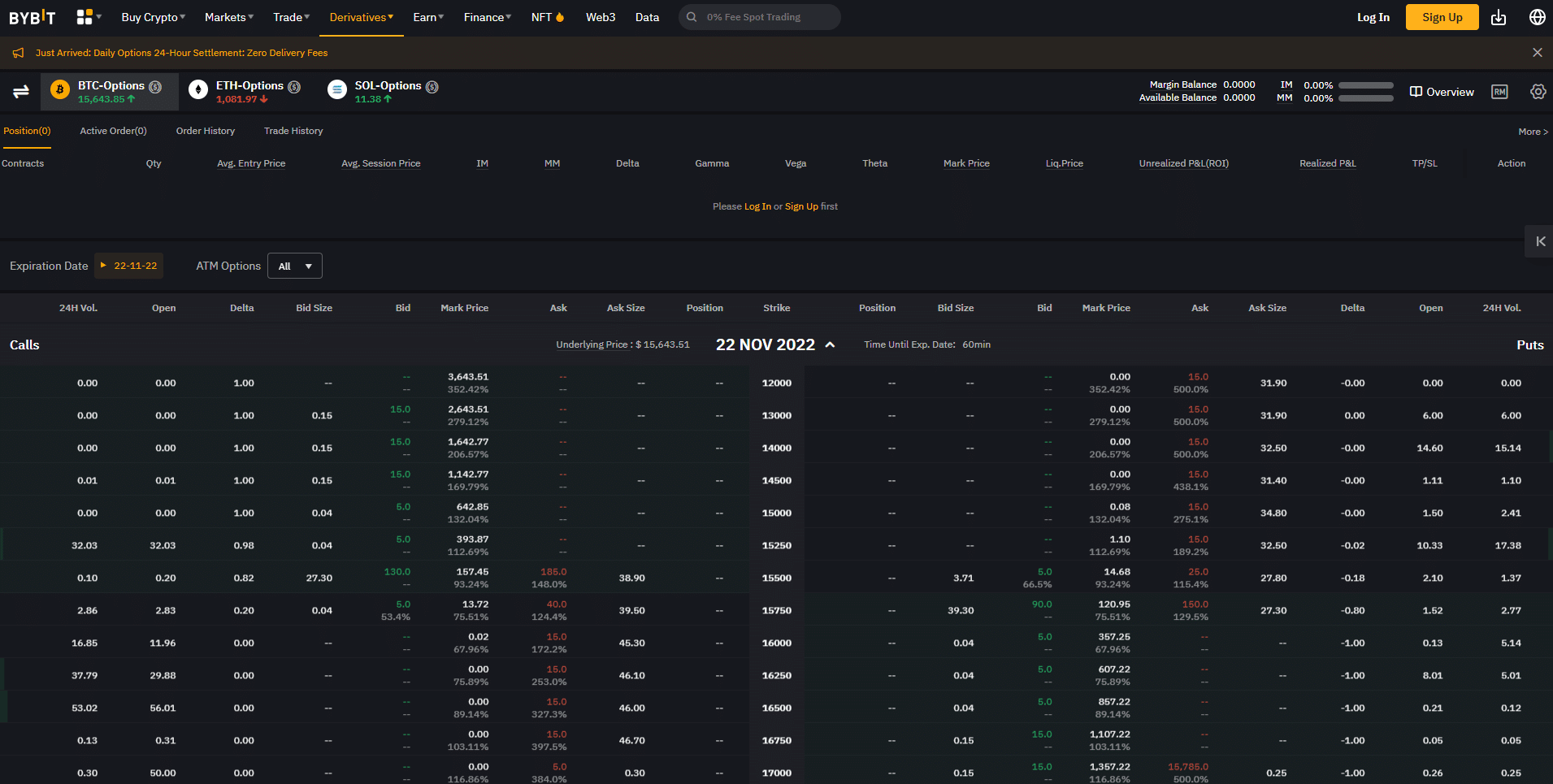 Bybit options platform