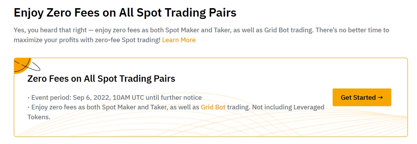 Bybit zero fees on spot pairs