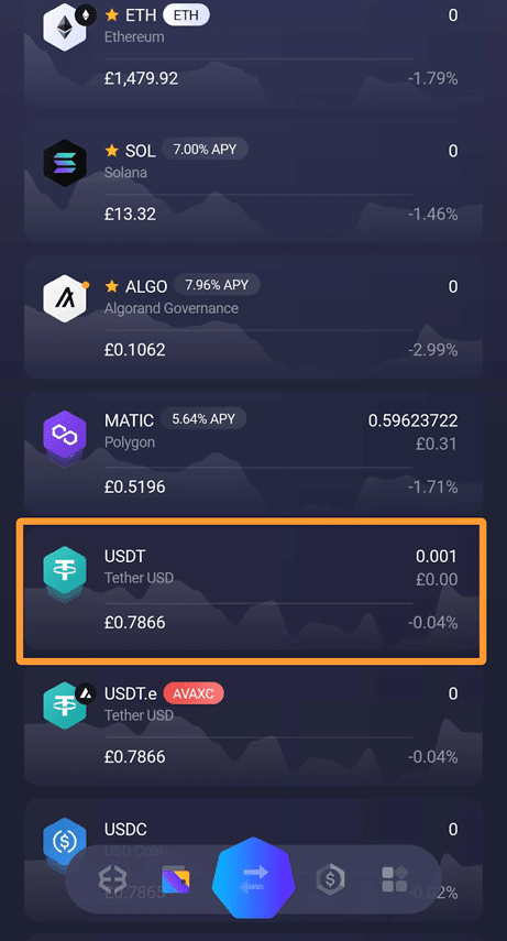 Choose a crypto to withdraw from exodus