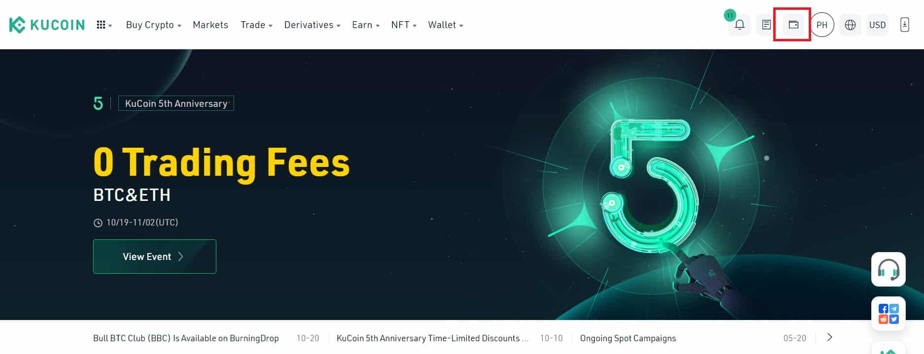 Click on assets in kucoin