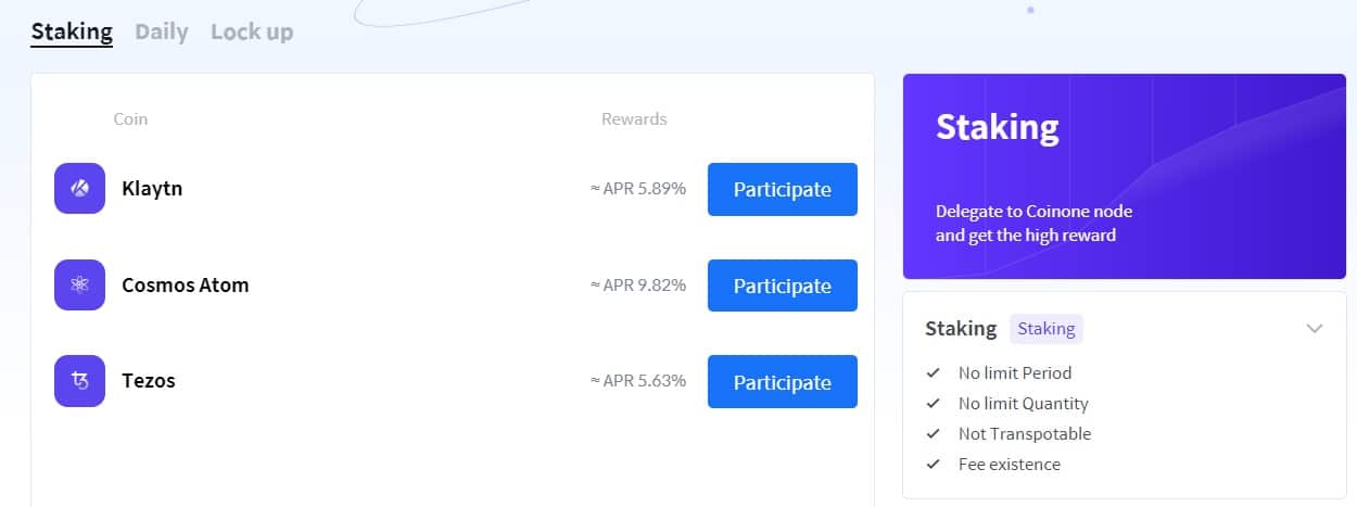 CoinOne crypto staking