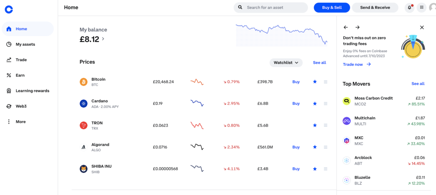 Coinbase home