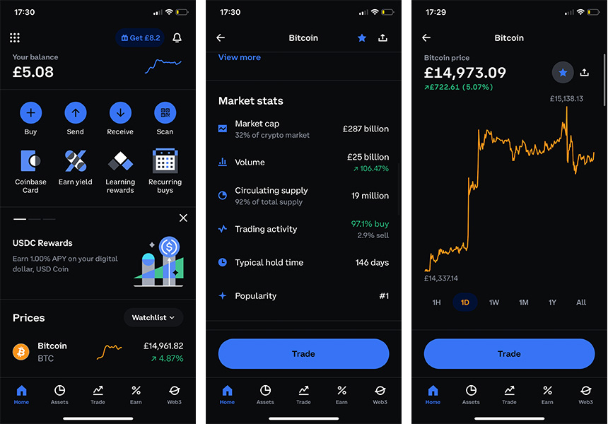 Coinbase app screenshot