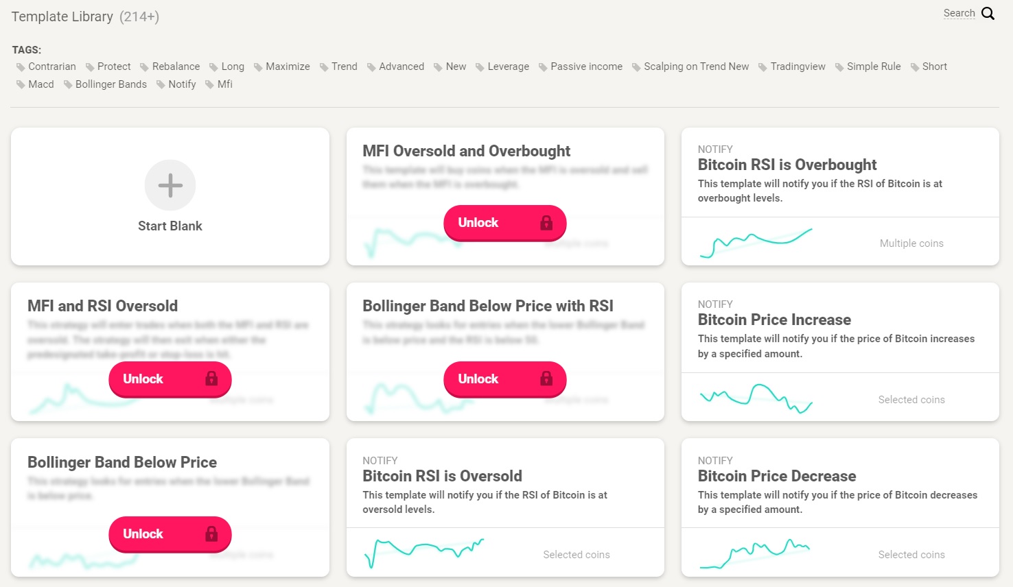 Coinrule trading rule templates