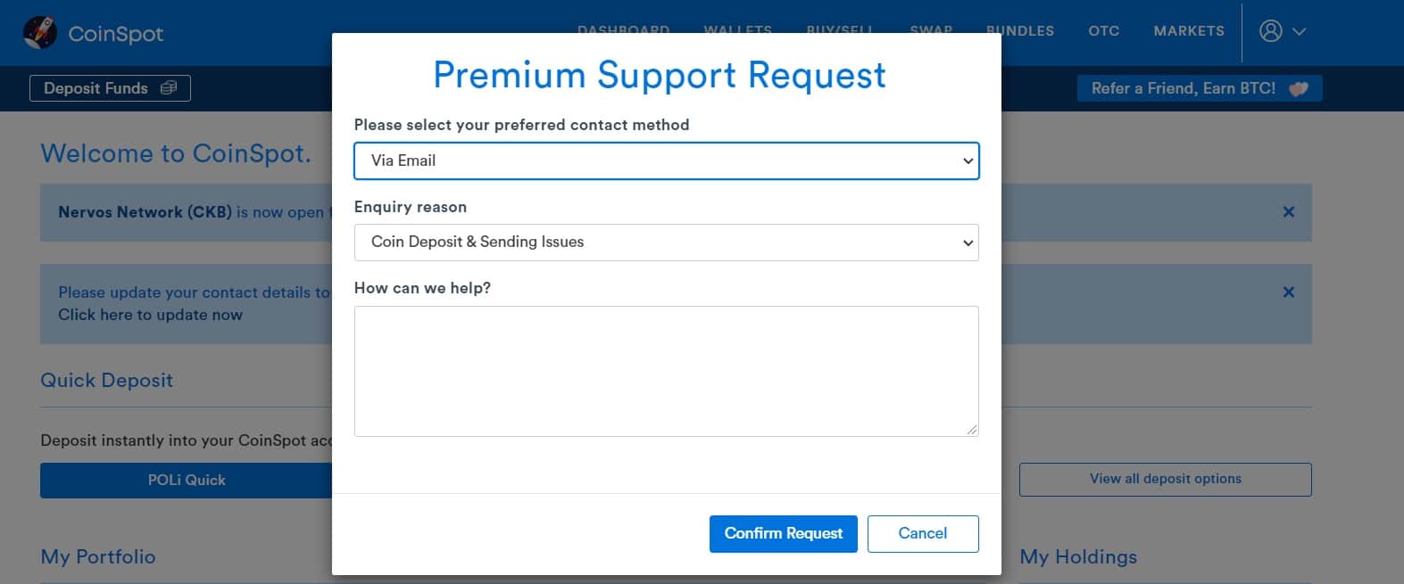 Coinspot customer support
