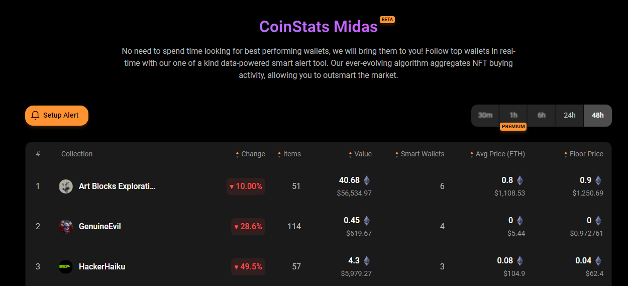 Coinstats midas feature