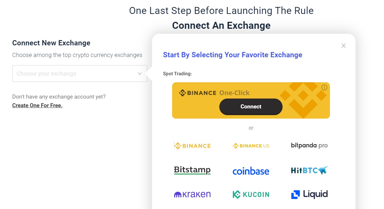 Connecting an exchange to Coinrule