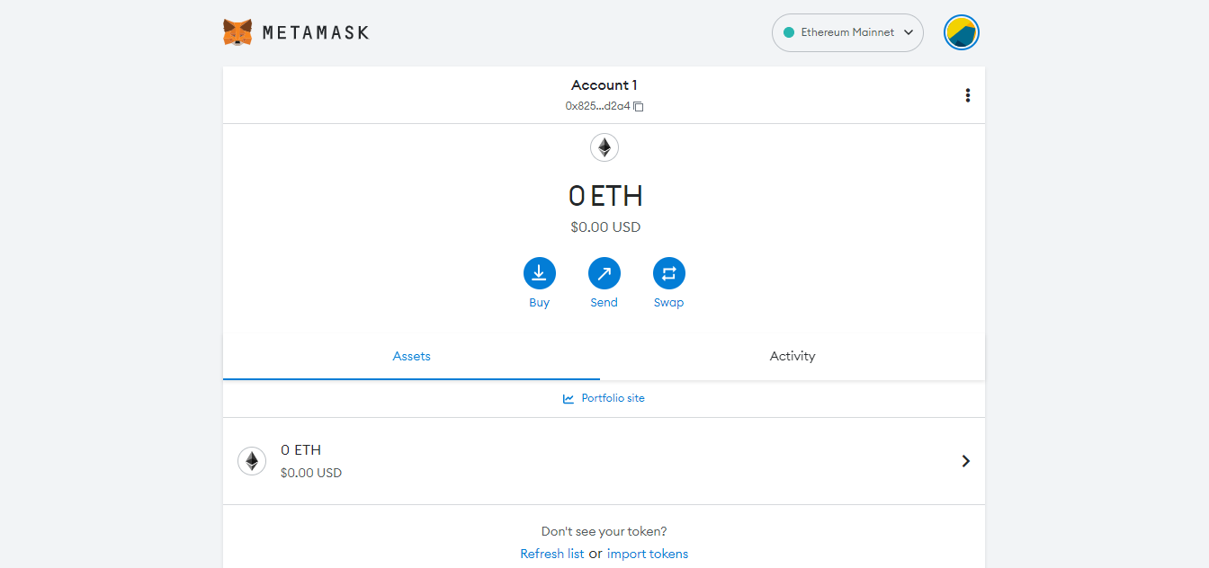 Copy the wallet address from Metamask