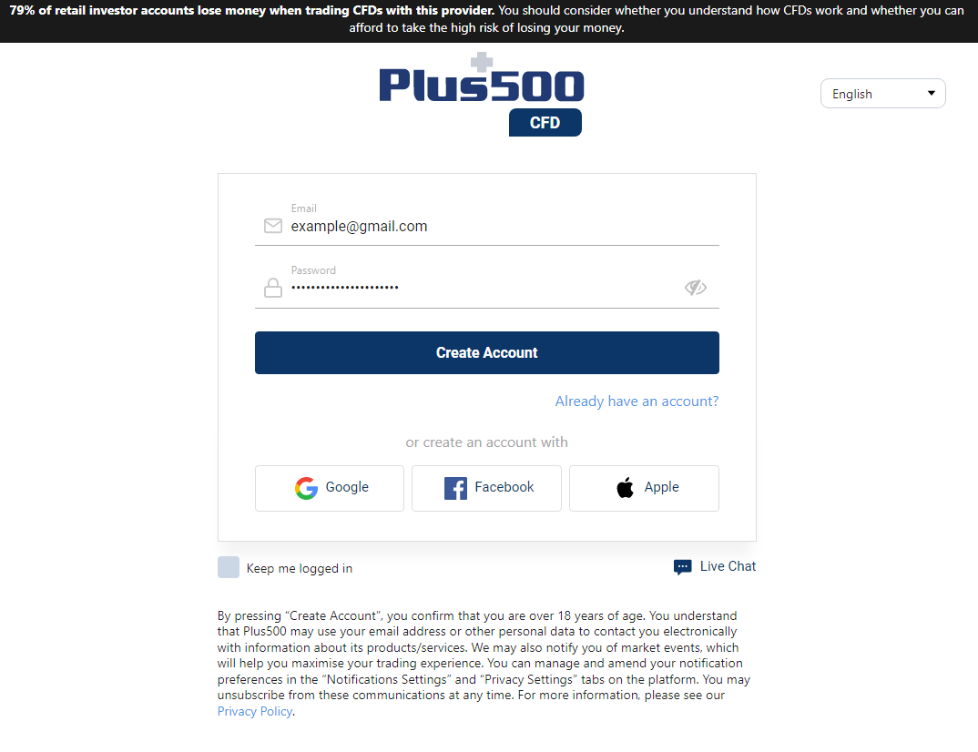 Creating a Plus500 Account