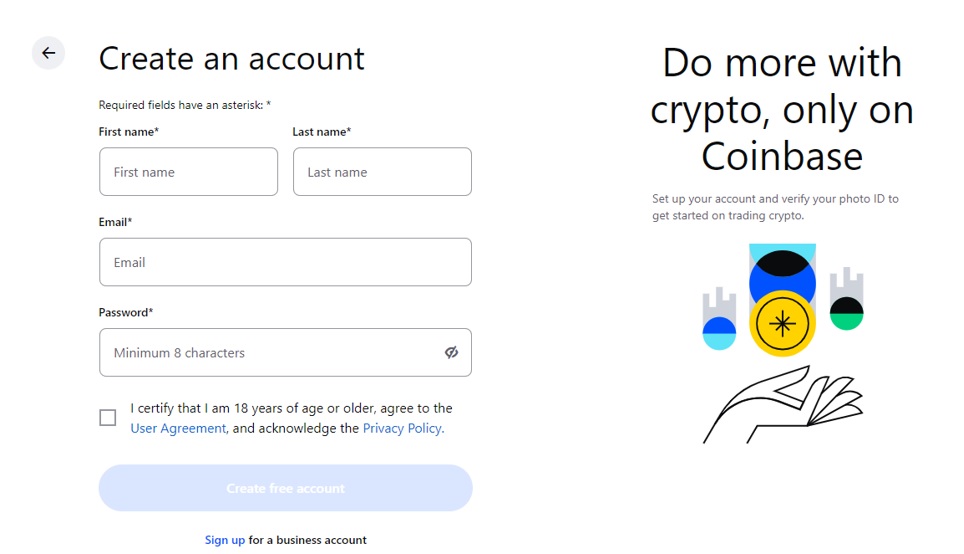 Creating a Coinbase account