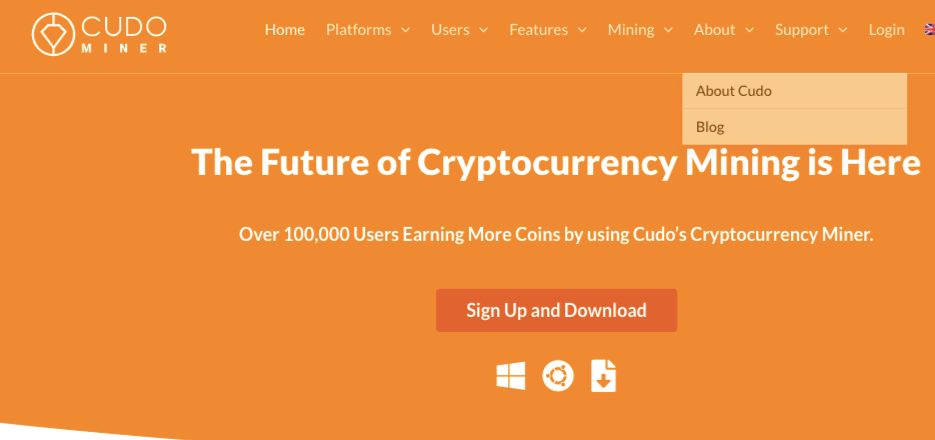 Cudo Miner website