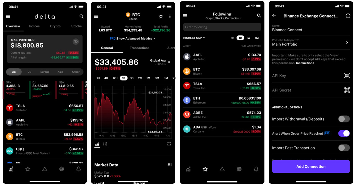 Delta app portfolio tracker