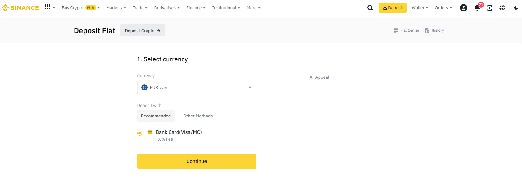 Deposit Fiat Currency Binance