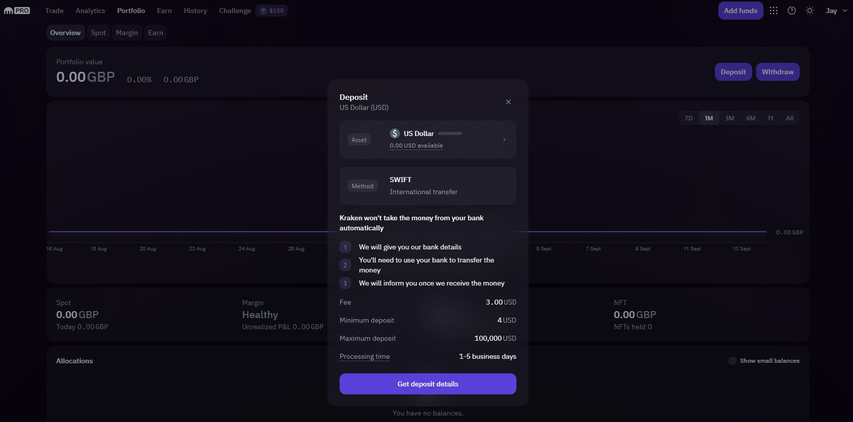 Depositing USD to Kraken