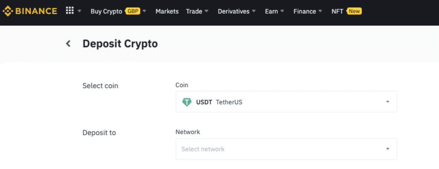 Depositing USDT to Binance