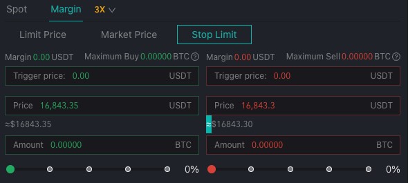 Digifinex margin trading interface