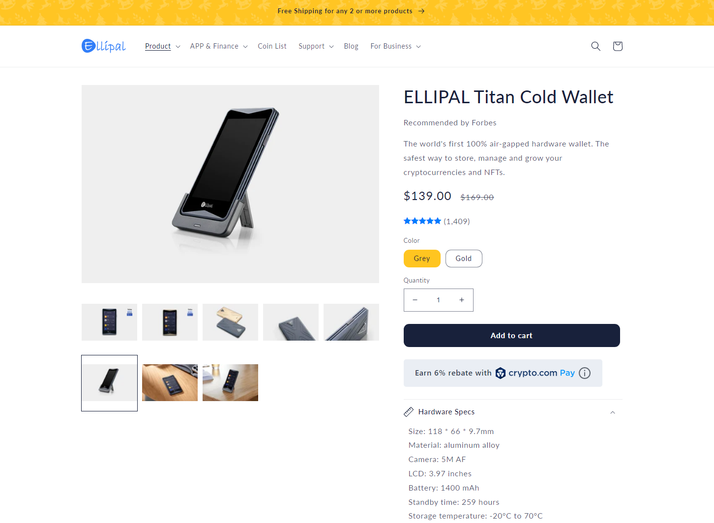 ELLIPAL wallet specs