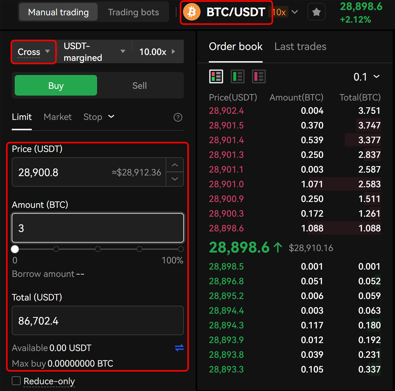 Entering a short position with margin on OKX