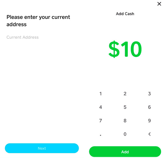 Entering address and amount to deposit on Cash App