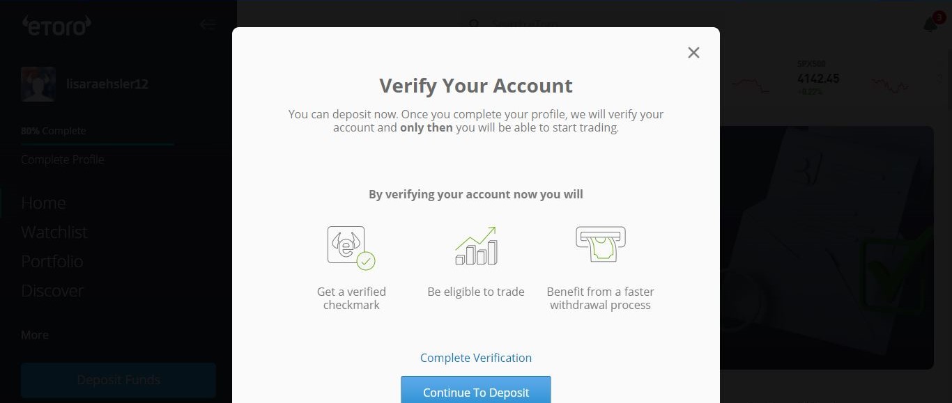 Verifying identity on eToro